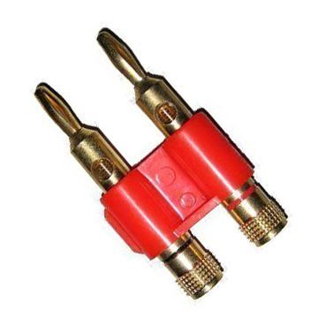 Double 4mm Gold-plated Banana Plug with Red/Black Insulator, RoHS Directive-compliant