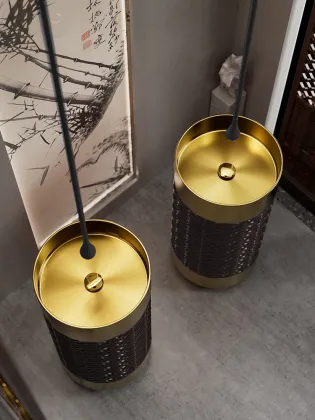 Floor-mounted round handmade washbasin