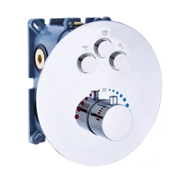 3 Way Function Shower Diverter Valve Concealed Bath Shower Mixer Taps Round Push Button