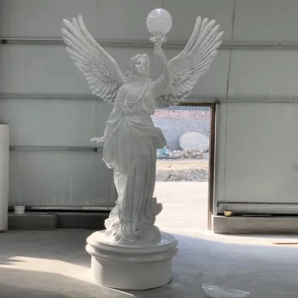 Fast delivery large white fiberglass angel light for decoration