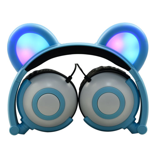 키즈 어린이 만화 LED 라이트 귀 모양의 헤드셋
