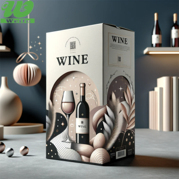 Customized Magnetic Black Rigid Cardboard Wine Box with Ribbon Gift Packaging