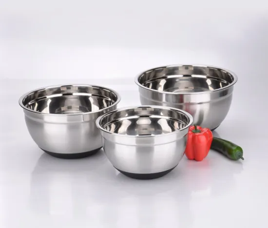 Silicone Base Anti Skid Stainless Steel Salad Bowl