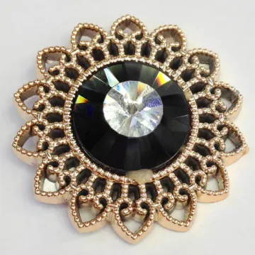 Crystal Glass Stone Centered Metallic Plastic Shoe Flower