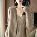 Full Wool Women's Sticked Cardigan Two-Piece Set