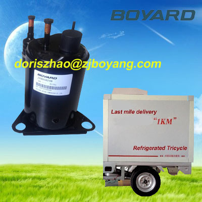 Ice Cream Tricycle with zhejiang boyang r134a 12v 48v dc air conditioner compressor