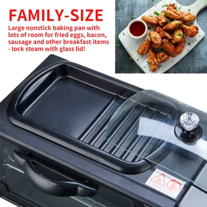 In Stock 3-in-1 Electric Breakfast Maker: Sandwich Maker & Toaster Oven