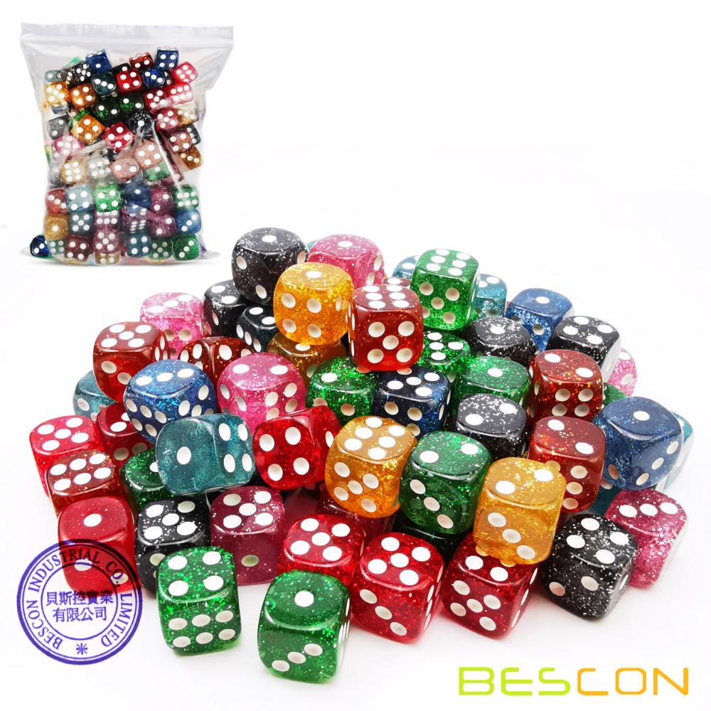 Pipped D6 Board Game Dice Colorful Glitter 1
