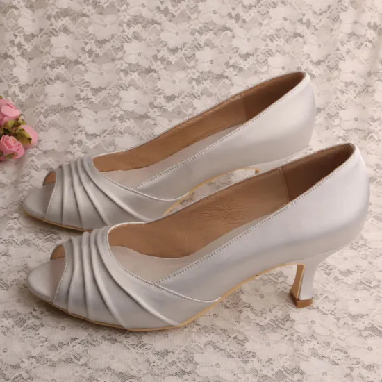 Open Toe Bridal Shoes with Block Heel