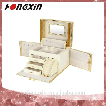 mirrored large packaging lock hardware drawer handles jewelry organizer box for necklaces