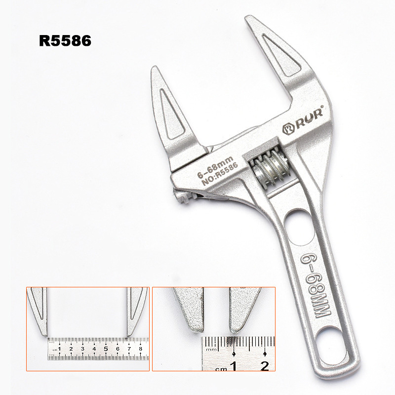 High quality bathroom water pipe repair tool aluminum alloy large opening short handle adjustable dual purpose wrench