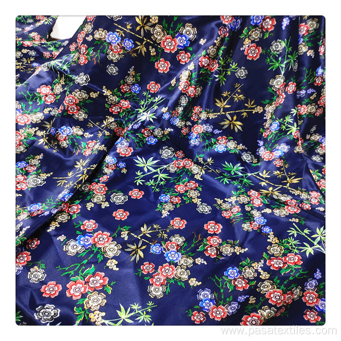 customize navy daisy floral digital printing fabric service duchess satin fabric printed fabric