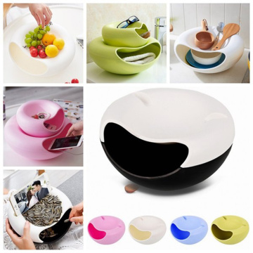 1pcs Double Layer Container box Creative Bowl Dish Layer Dry Fruit Snacks Seeds Containers Phone Holder Plastic Storage Box