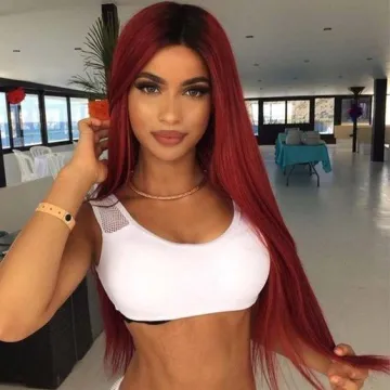 Vigorous Women Favorite Wigs Long Straight Ombre Wine Red Synthetic Wigs for Women Cosplay Hair Heat Resistant R2-118