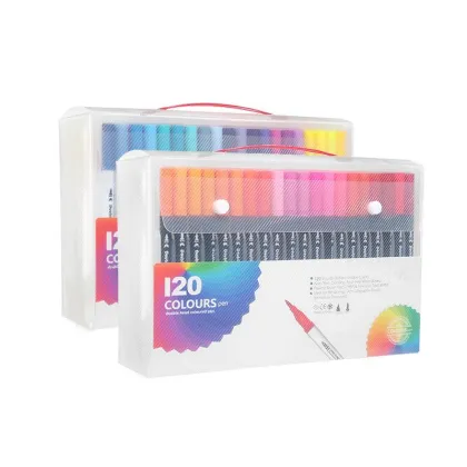 0.4 Fine Tip Dual Tip Brush Marker Pens - Colors