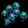 Rolling Dragon Eye DND Dice Set, Sharp Edge Liquid Core Resin Handmade Dice Set 7 PCS for Role Playing Dungeons and Dragons
