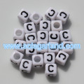 4x7mm Ακρυλικό μεμονωμένο αλφάβητο Γράμμα Square Cube Beads AZ