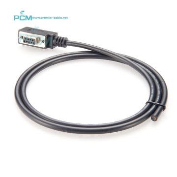 1-meter Slim Low Profile Right Angle 4Pin Up DB9 Female to Open Null Modem Single End Cable for Serial Data Communication