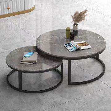 Luxury White Gold Marble Coffee Table for Modern Living Room Design