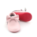 Leren roze baby mocassins baby laarsjes