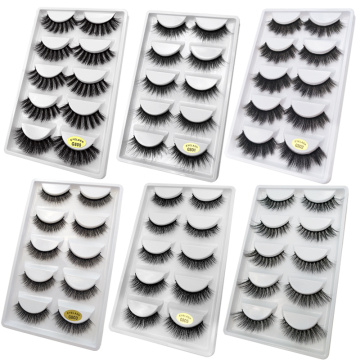 5 Pairs Mink Eyelashes 3D Fake Lashes Winged Thick Makeup Eyelash Dramatic Lash Natural Volume Soft Faux Eye Lashes G800