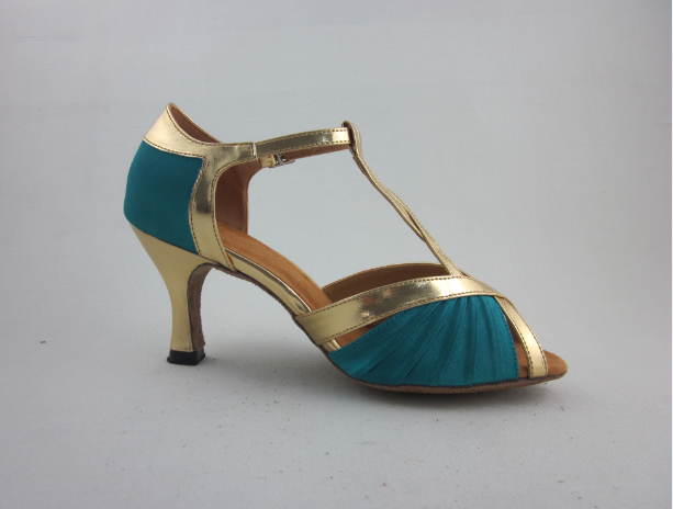 Ladies Blue Satin Latin Shoes