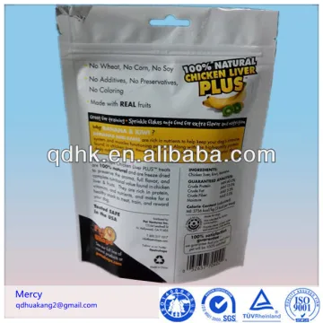 Zipper top dog food packaging bag