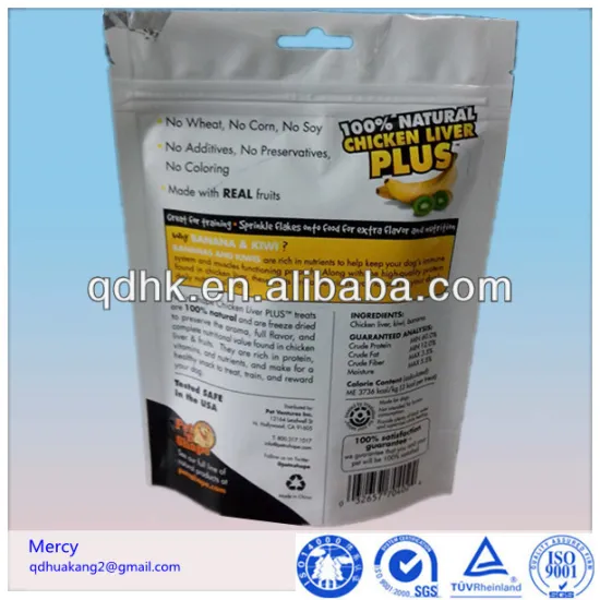 Zipper top dog food packaging bag