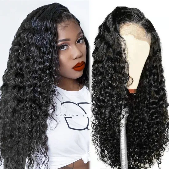 200 Density Indian Cuticle Aligned Hair T Part Water Wave Lacefront 13X6 Lace Frontal 360 Human Hair Wig Wholesale
