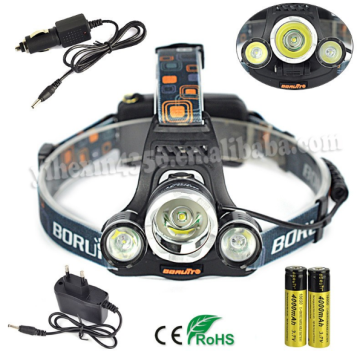 Boruit RJ-3000 5000LM Aluminum 3x CREE T6 Portable LED Headlamp