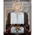 lobby crystal glass chandelier led pendant light