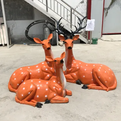 Life size fiberglass resin sitting deer deer for garden decoration