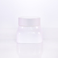 Square shape glass cream jar with white caps