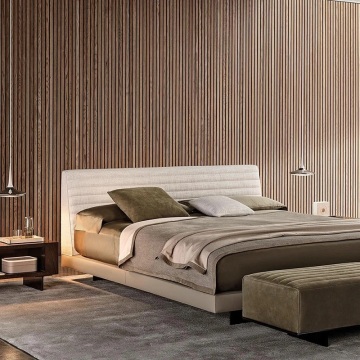 Moyi Noordse fluweel queensize bed: luxe gestoffeerde slaapkamermeubelset