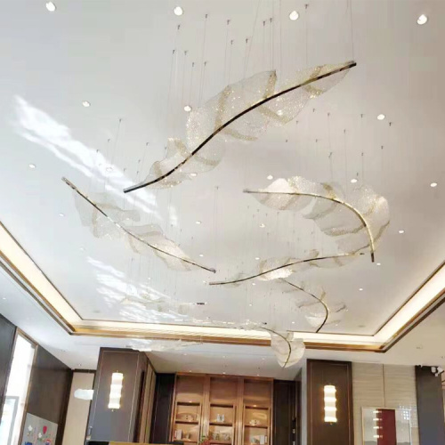 Lustre LED à grandes feuilles de restaurant d&#39;hôtel