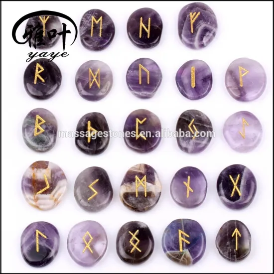 Gemstone Rune Stones Reiki Healing Amethyst Rune Stones Set