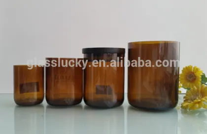 hot sale amber glass gar with netal lid