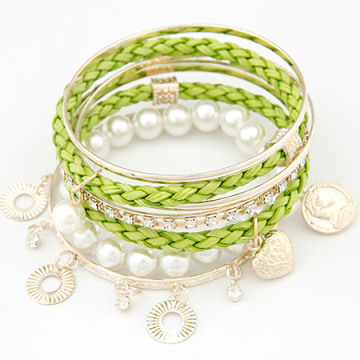 Handgefertigt mit faux Perle Bijoux-Leder-Armband für Teen Mädchen Armbänder