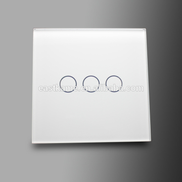 3 Gang Black Crystal Glass Panel Touch Wall Light Switch With Remote Control