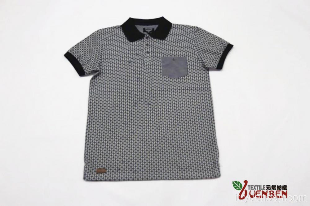 Jersey solido con stampa e camicia con tasca Oxford