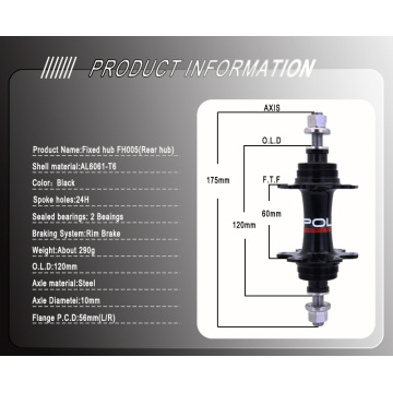 Fixed Gear Hub 4Bearing Rear Hub 20-24h Alloy