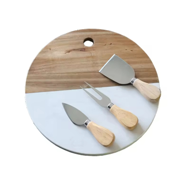 Eco-Friendly Acacia Wood and Marble Cheese Board with Knife