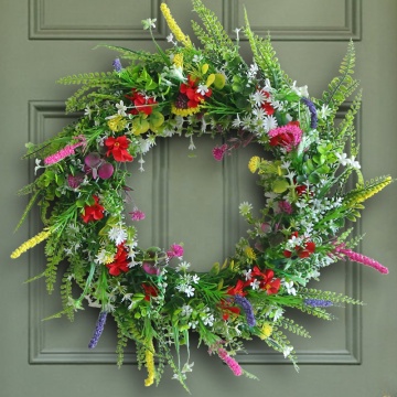 Cross-Border Outdoor Decor: Hanging Spring Simulation Flower Rattan Rings Inspired by Texas Wildflowers