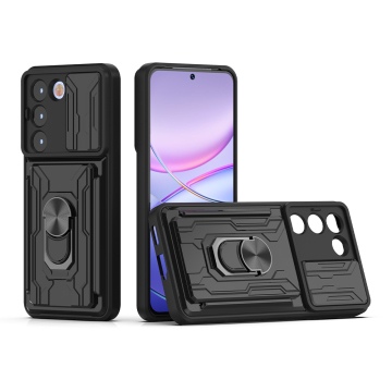 Infinix Hot 50/50i/40 Pro/R Zero/Note 40S 호환 갑옷 견고한 자기 금속 링 홀더 킥 스탠드 케이스