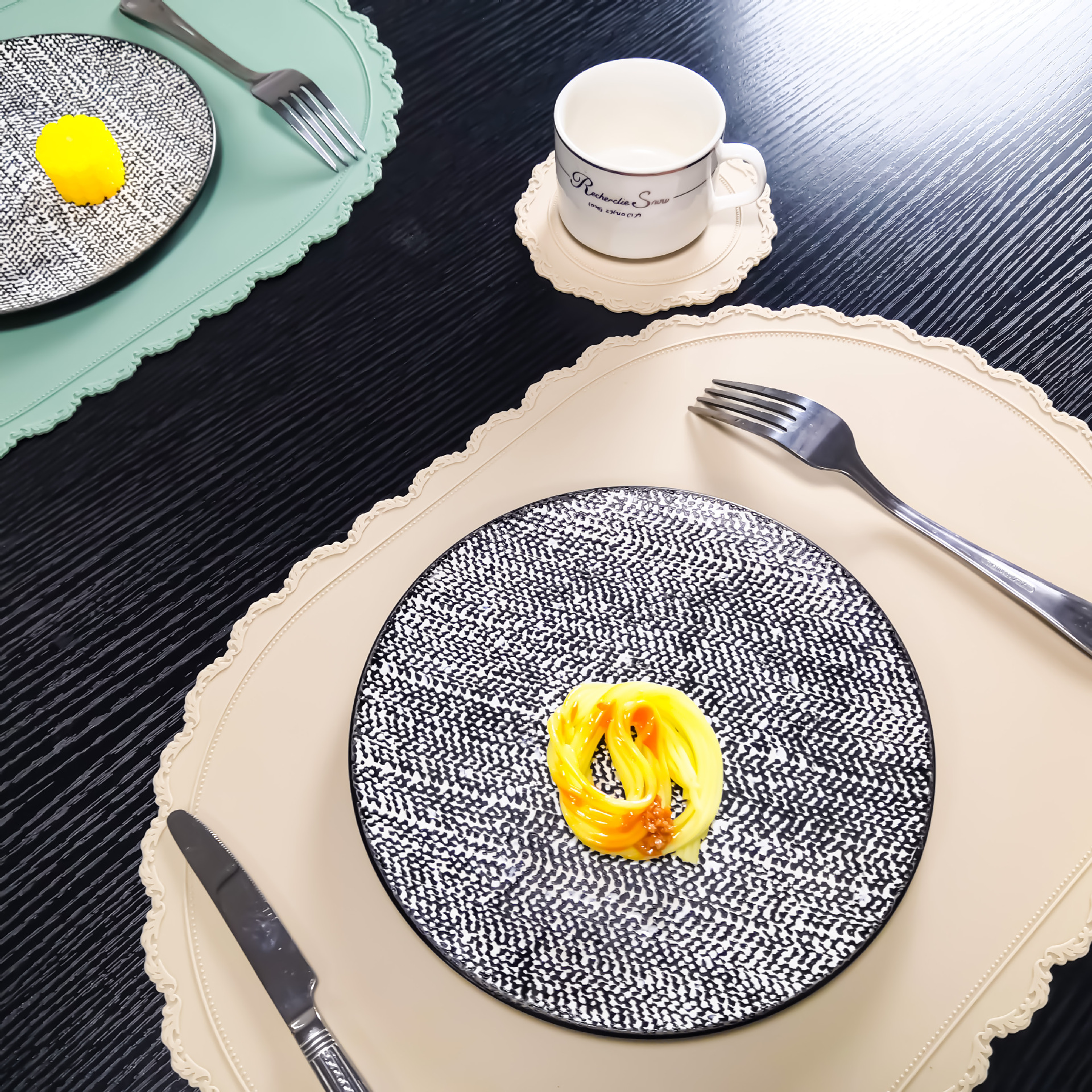 silicone table mat and cup mat set MFZ-I014