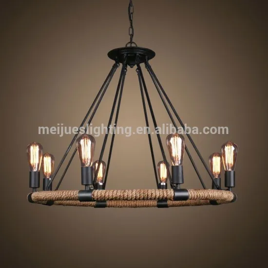 China supply hemp rope pendants lights bathroom pinecone shape chandelier