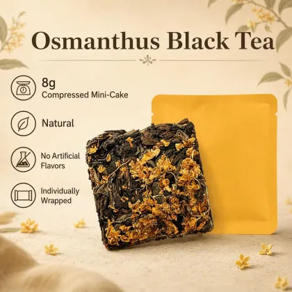 2026 Vintage Premium Chinese GABA Osmanthus Black Tea, Natural Sweet Osmanthus Scent, 8g Mini Compressed Square Tea Slabs, Pack