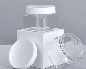 Transparent Square Cosmetic Jar, 68mm x 150ml PET Plastic Cream Bottle