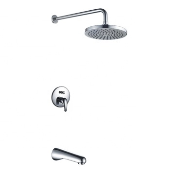 Classic Brass In-Wall Bath and Shower Mixer Faucet with Rain Shower