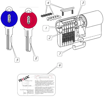 Snaking Computer Key Euro Cylinder 6pins